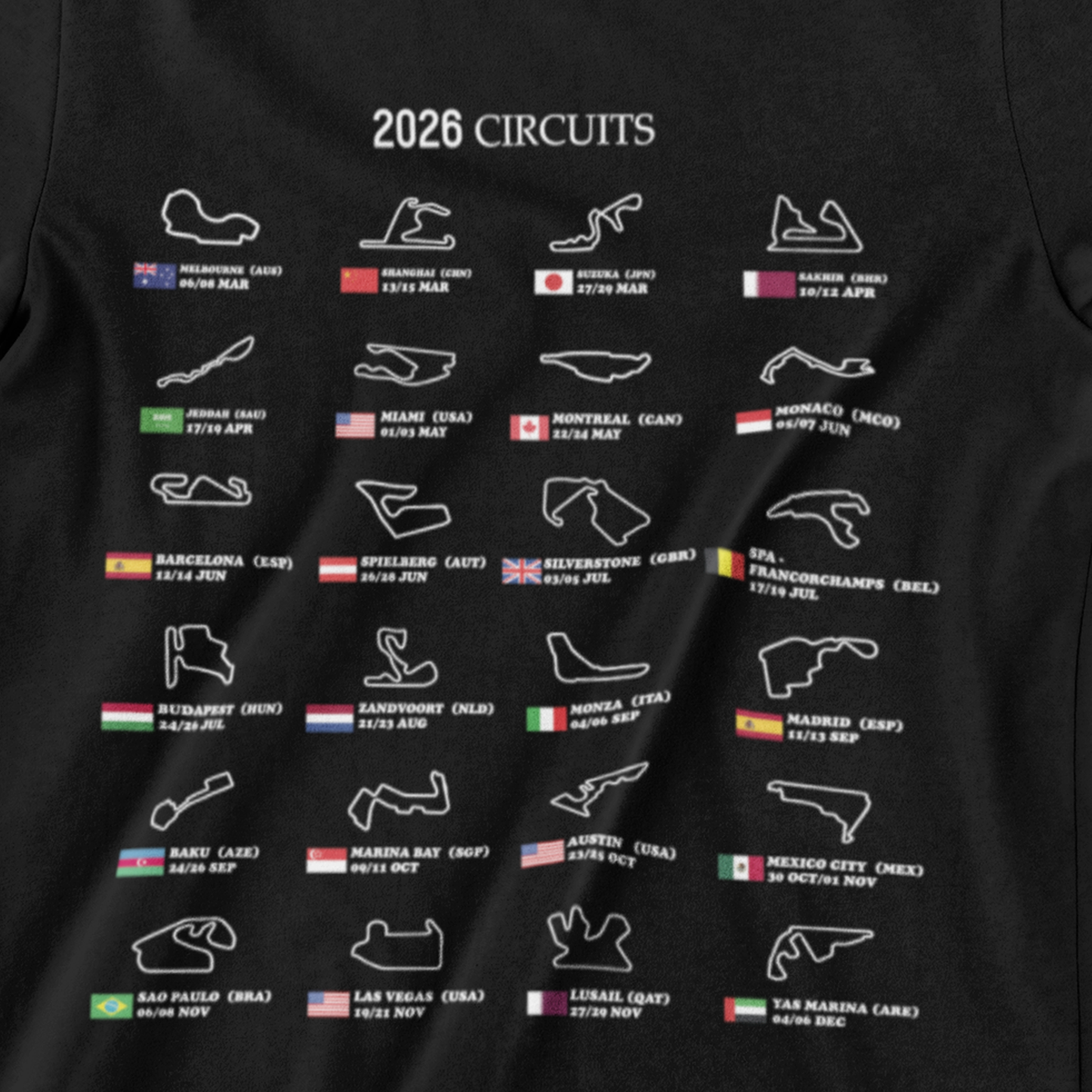 2026 Circuits Track Layout Map Black White Minimalist Design