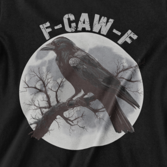 F-CAW-F Black Crow Gothic Dark Raven Moon Gray