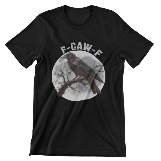 F-CAW-F Black Crow Gothic Dark Raven Moon Gray
