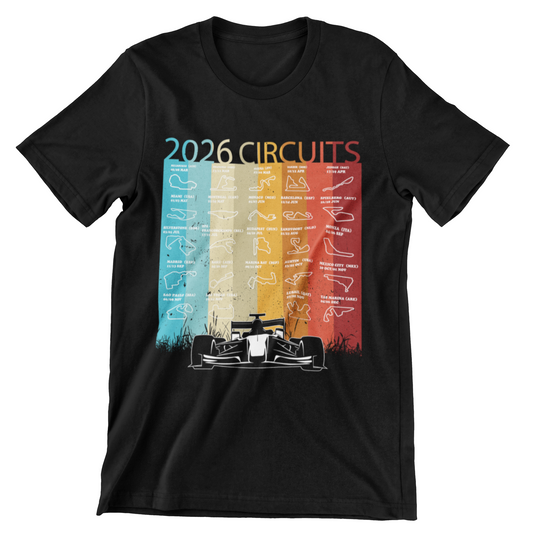 2026 Circuits World Track Layout Rainbow Color Map Calendar