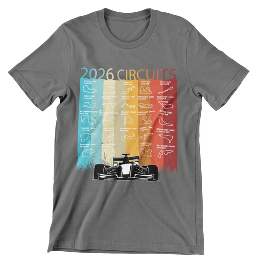 2026 Circuits World Track Layout Rainbow Color Map Calendar