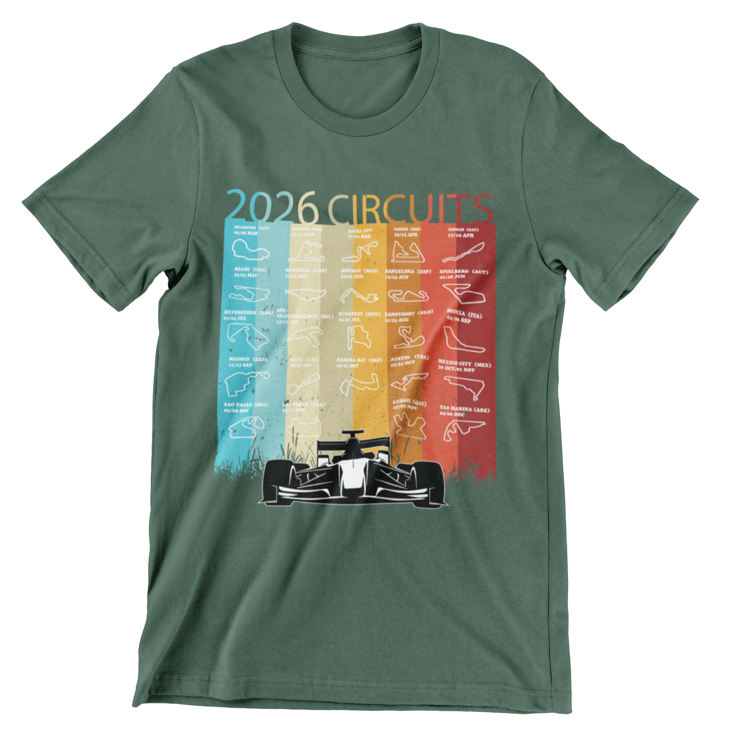 2026 Circuits World Track Layout Rainbow Color Map Calendar