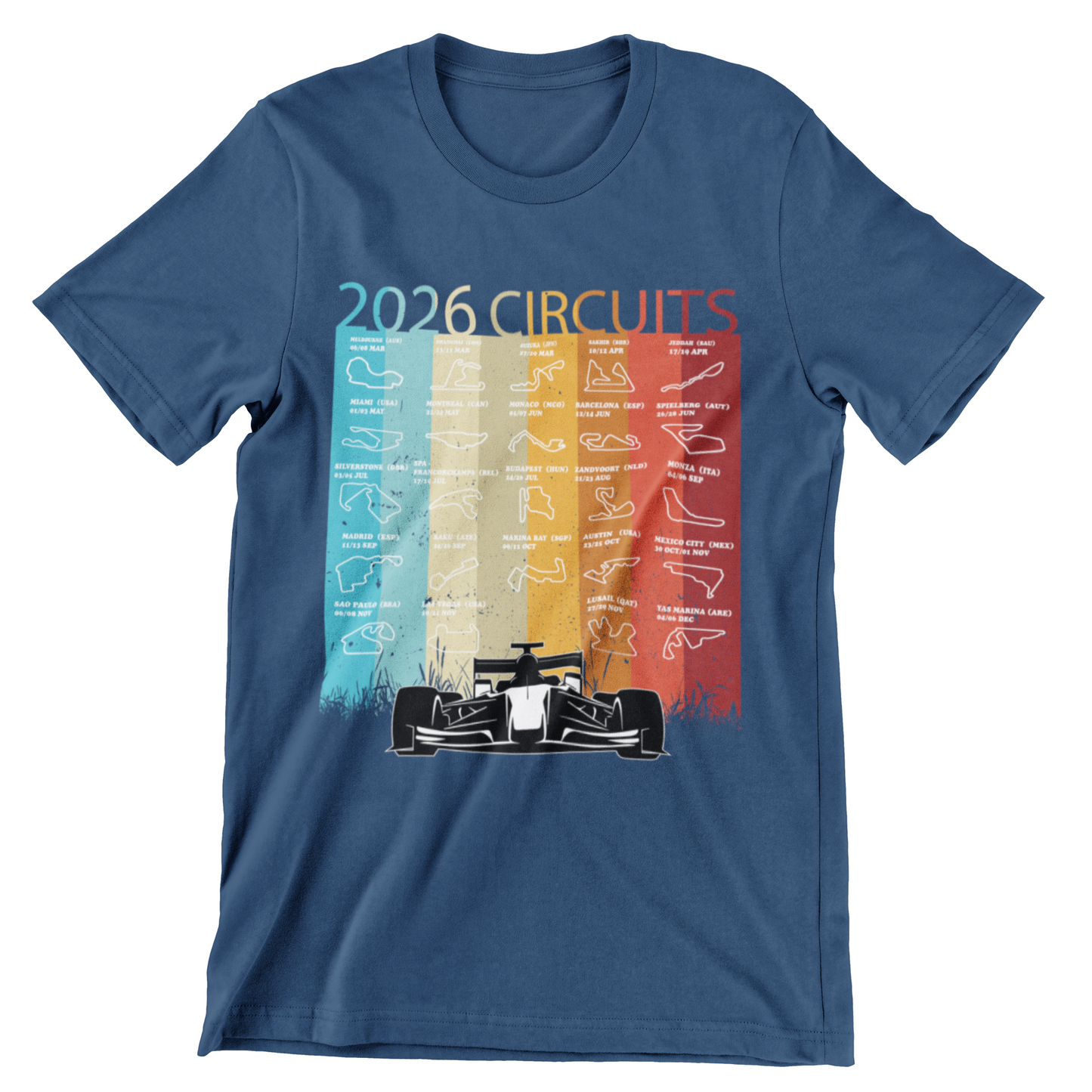 2026 Circuits World Track Layout Rainbow Color Map Calendar