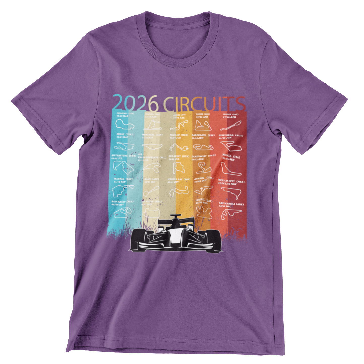 2026 Circuits World Track Layout Rainbow Color Map Calendar